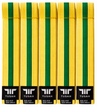 Tusah belte. Gult med grønn stripe