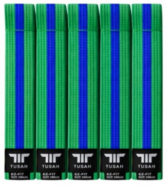 Tusah belte. Grøndt med blå stripe