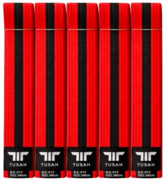 Tusah belte. Rødt med sort stripe